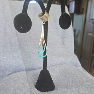 Vintage Southwestern, Sterling and Turquoise Bead Ear Cuff